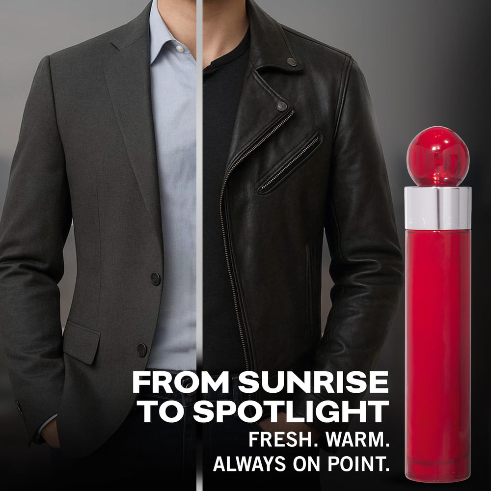 Perry Ellis 360° Red EDT packaging close-up highlighting citrus notes.
