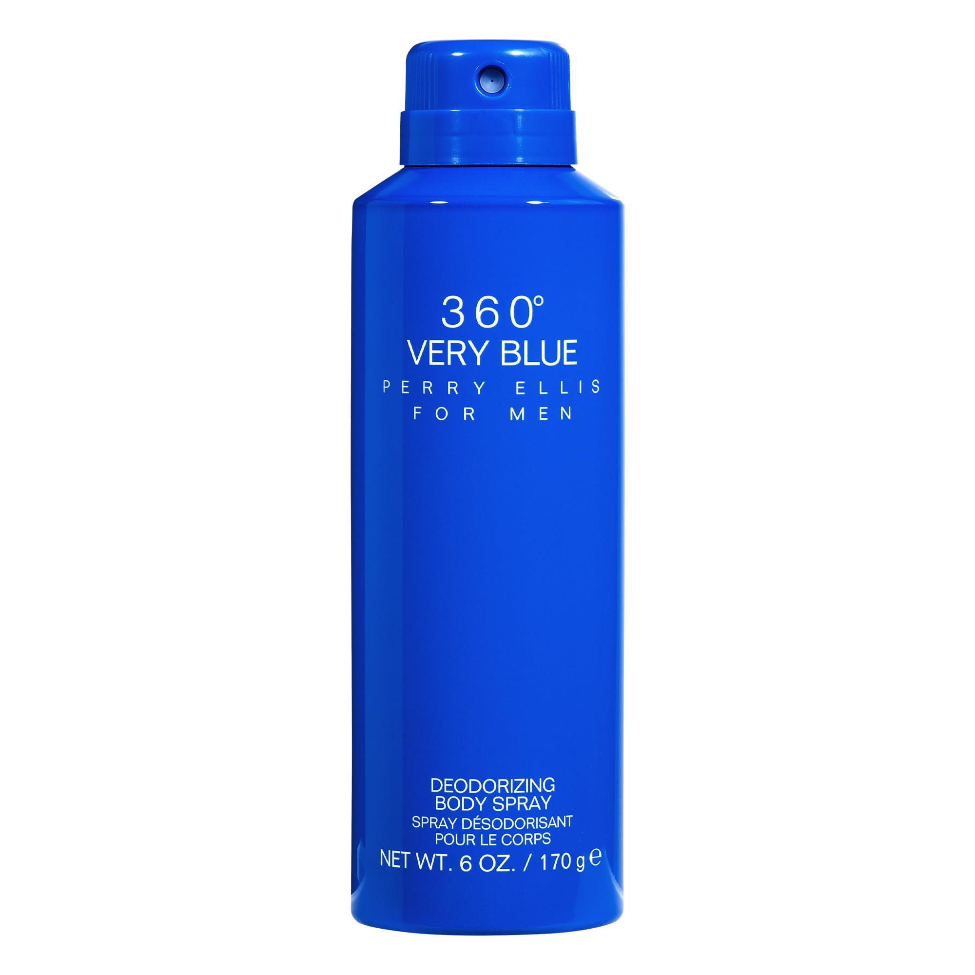 Perry Ellis 360° Very Blue bottle front view showing crisp citrus-inspired scent for daily wear