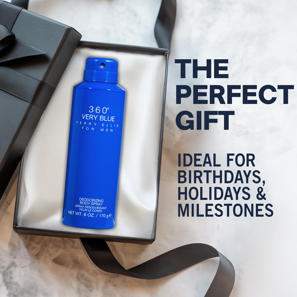 Perry Ellis 360° Very Blue mist in mid-air suggesting refreshed confidence
