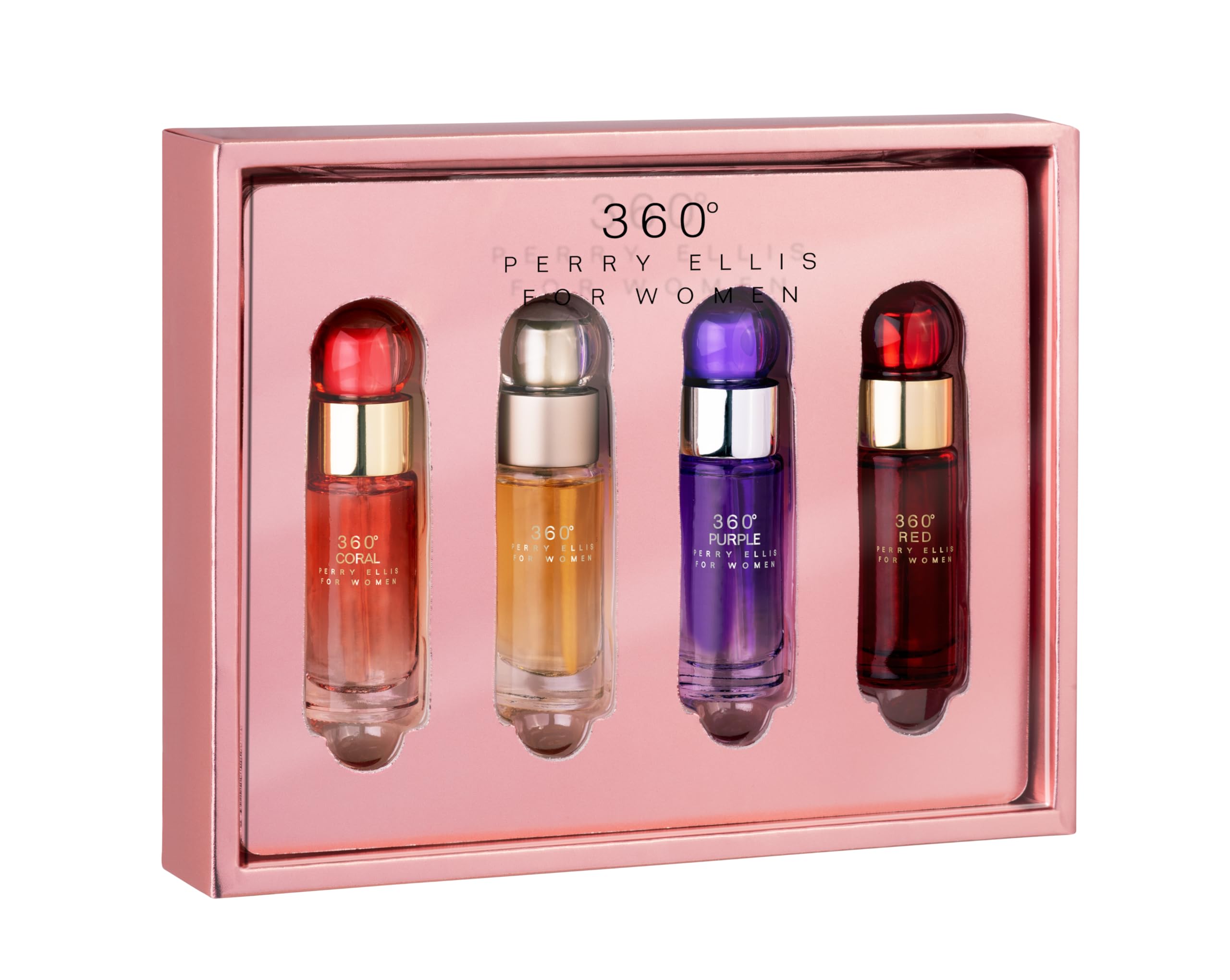 Perry Ellis 360° Women mini gift set packaging close-up for gifting and travel.