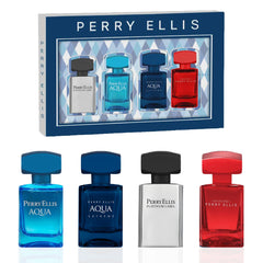 Perry Ellis Aqua bottle pour detail showing fresh, versatile everyday scent.