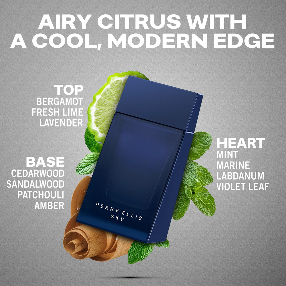 Perry Ellis Sky EDT bottle cap close-up, premium design and refreshing vibe