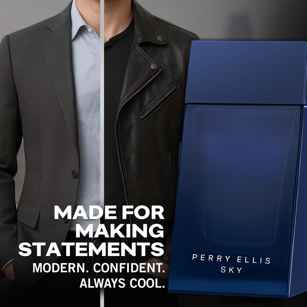 Perry Ellis Sky shower gel pour, refreshing cleanse with citrus freshness.