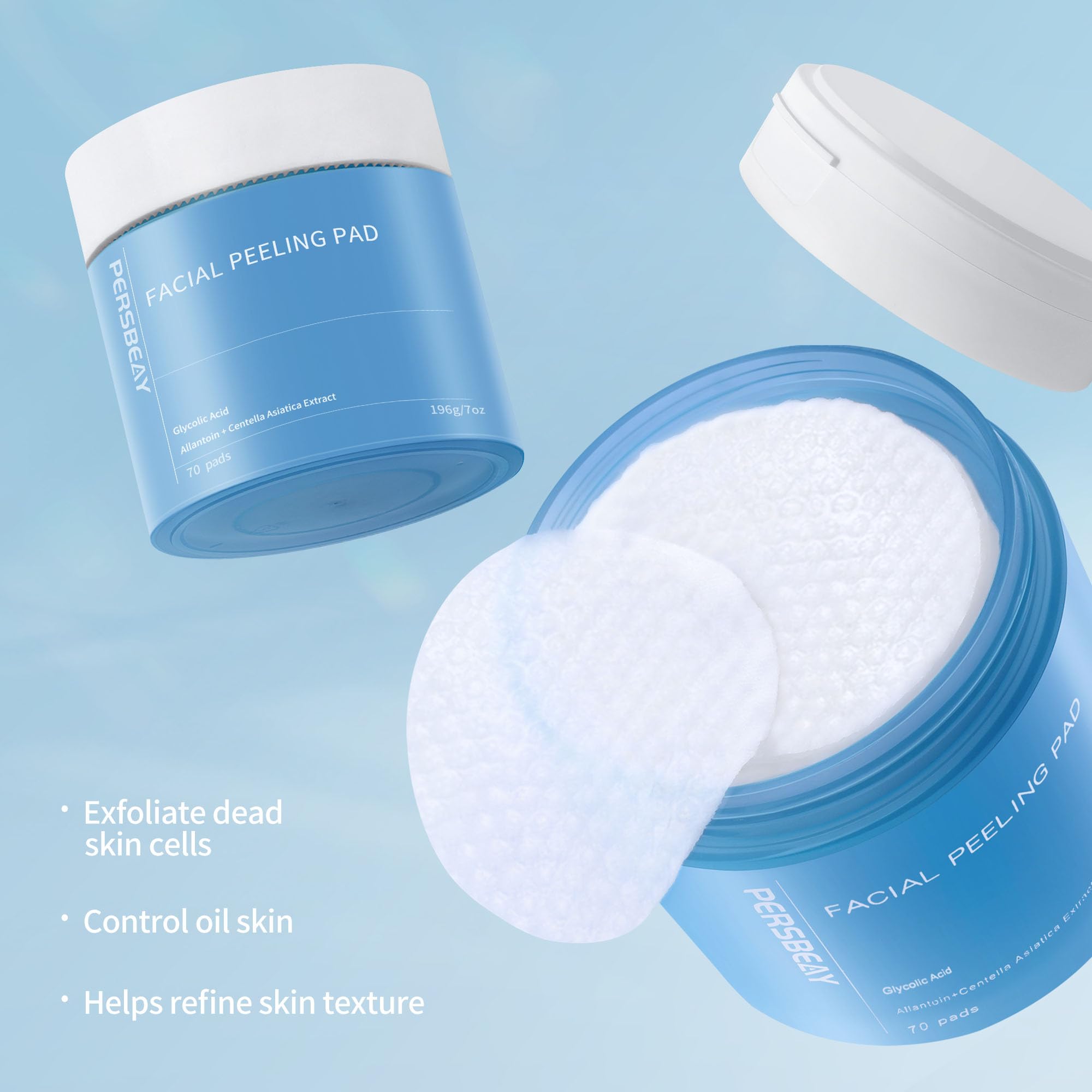 Persbeay Glycolic Acid Pads hygienic tweezers included for clean application.