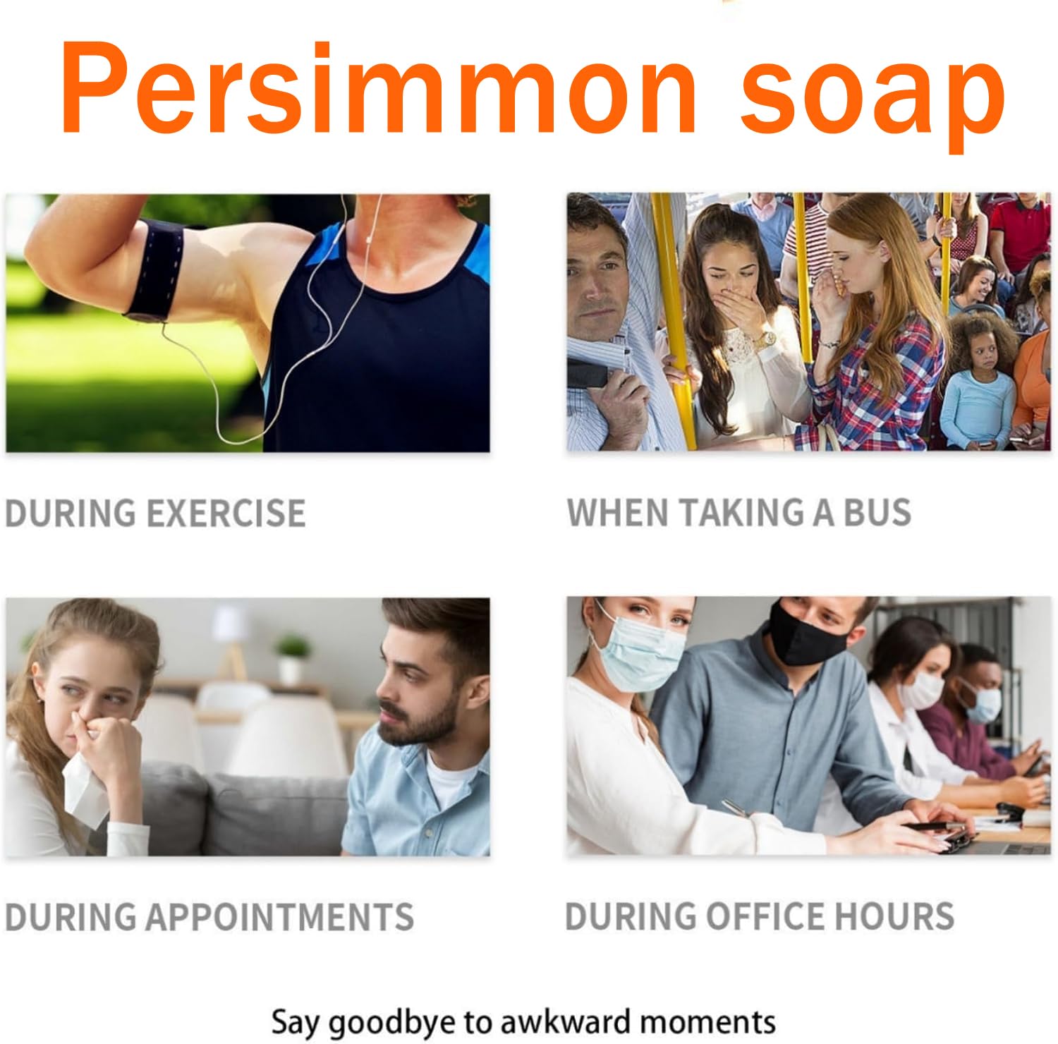 Wet persimmon soap bar being rinsed clean in water