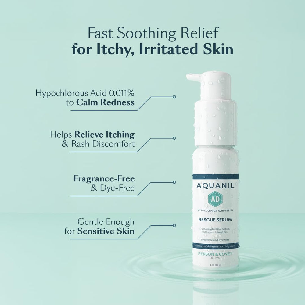 Person & Covey Aquanil AD Rescue Serum pump application for easy, fast-absorbing use