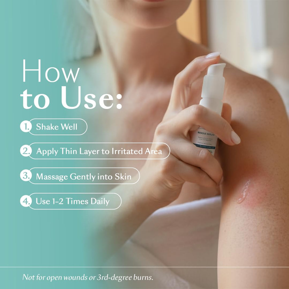 Person & Covey Aquanil AD Rescue Serum skin barrier illustration communicates moisture lock protection