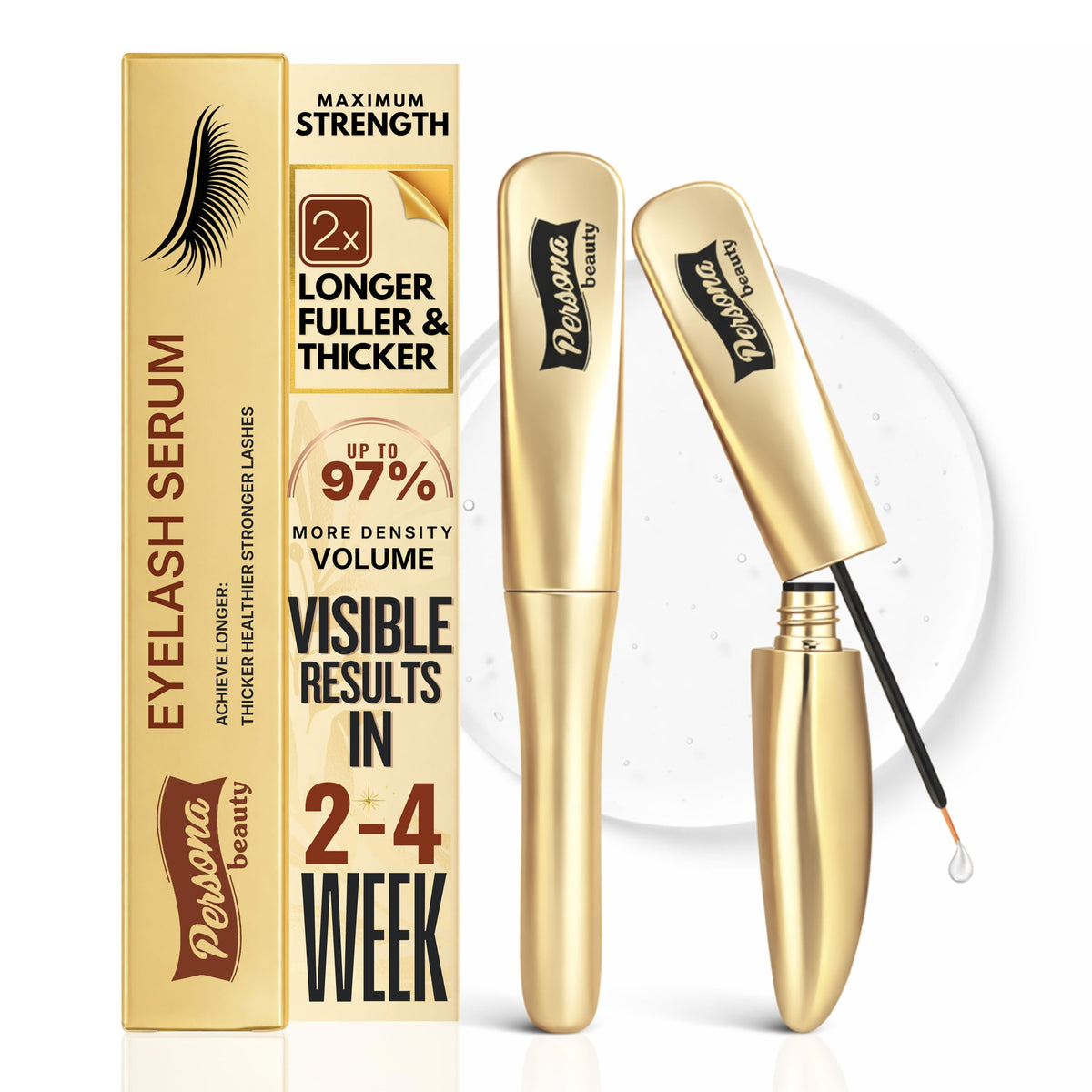 Persona Beauty Eyelash Growth Serum bottle for daily lash conditioning.