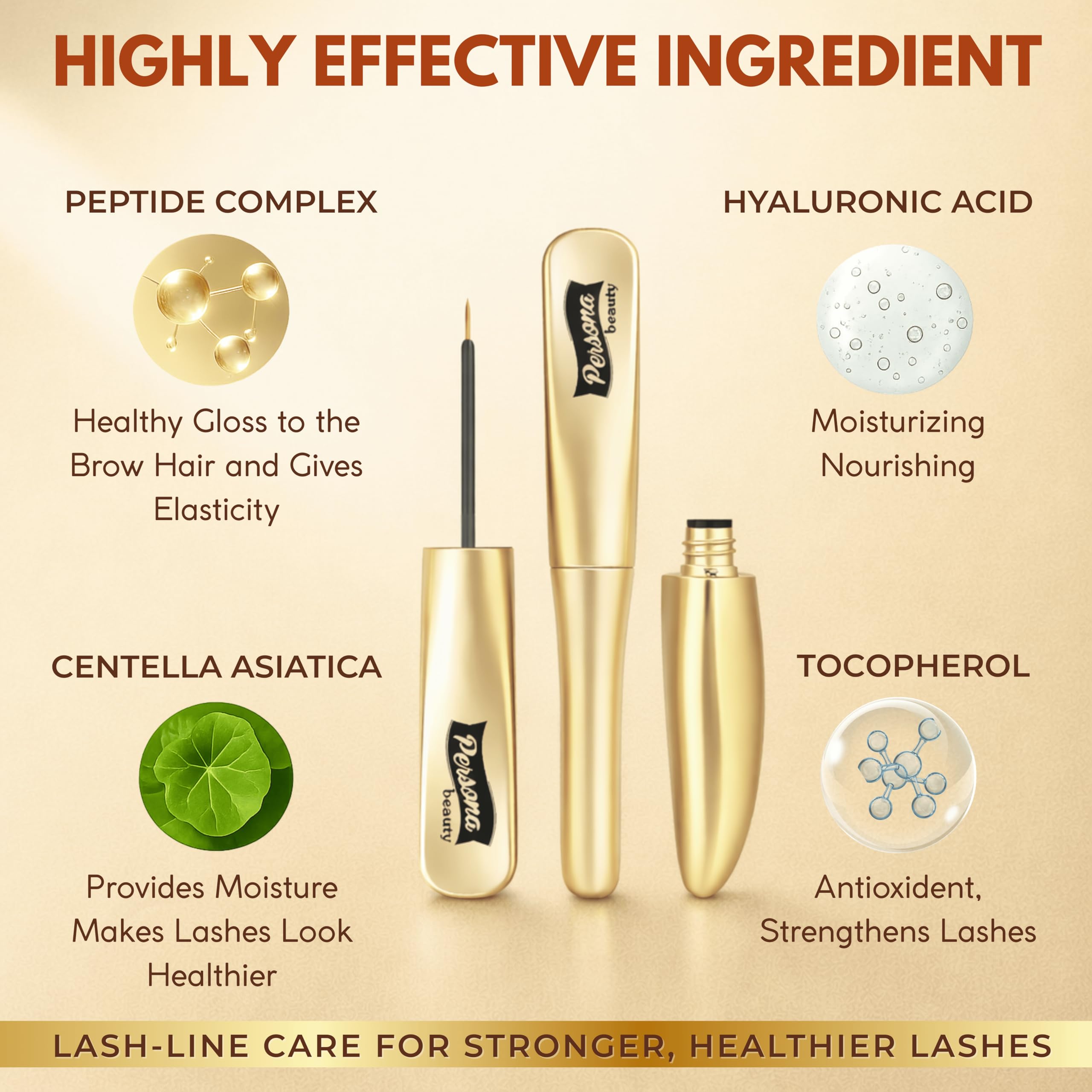 Ingredient panel features biotin and peptides for lash nourishment.