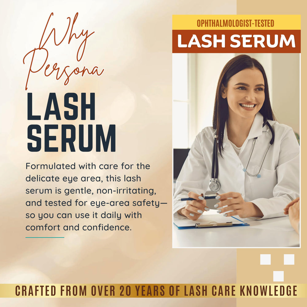 Close-up of lash line with careful serum application.