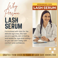 Close-up of lash line with careful serum application.