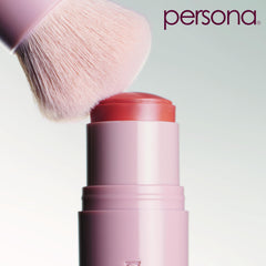 Close-up of PERSONA Dreamstick Blush texture shows smooth, blendable finish.