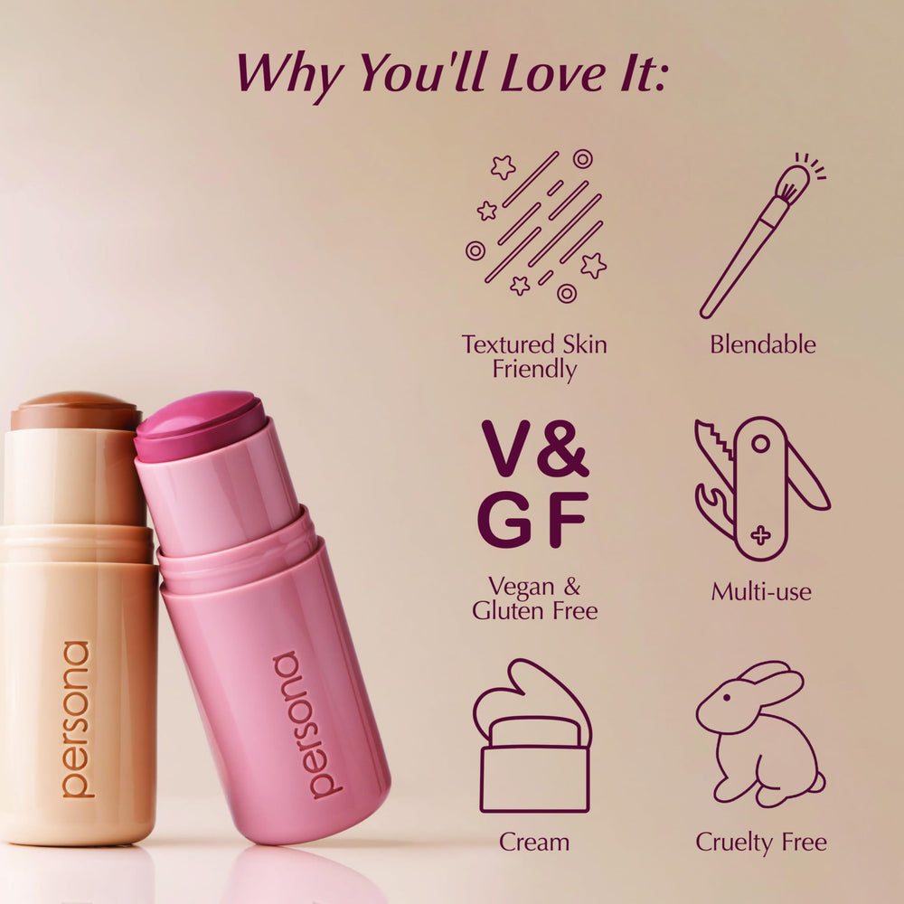 Portrait skin with Dreamstick Blush for natural, skin-like glow.