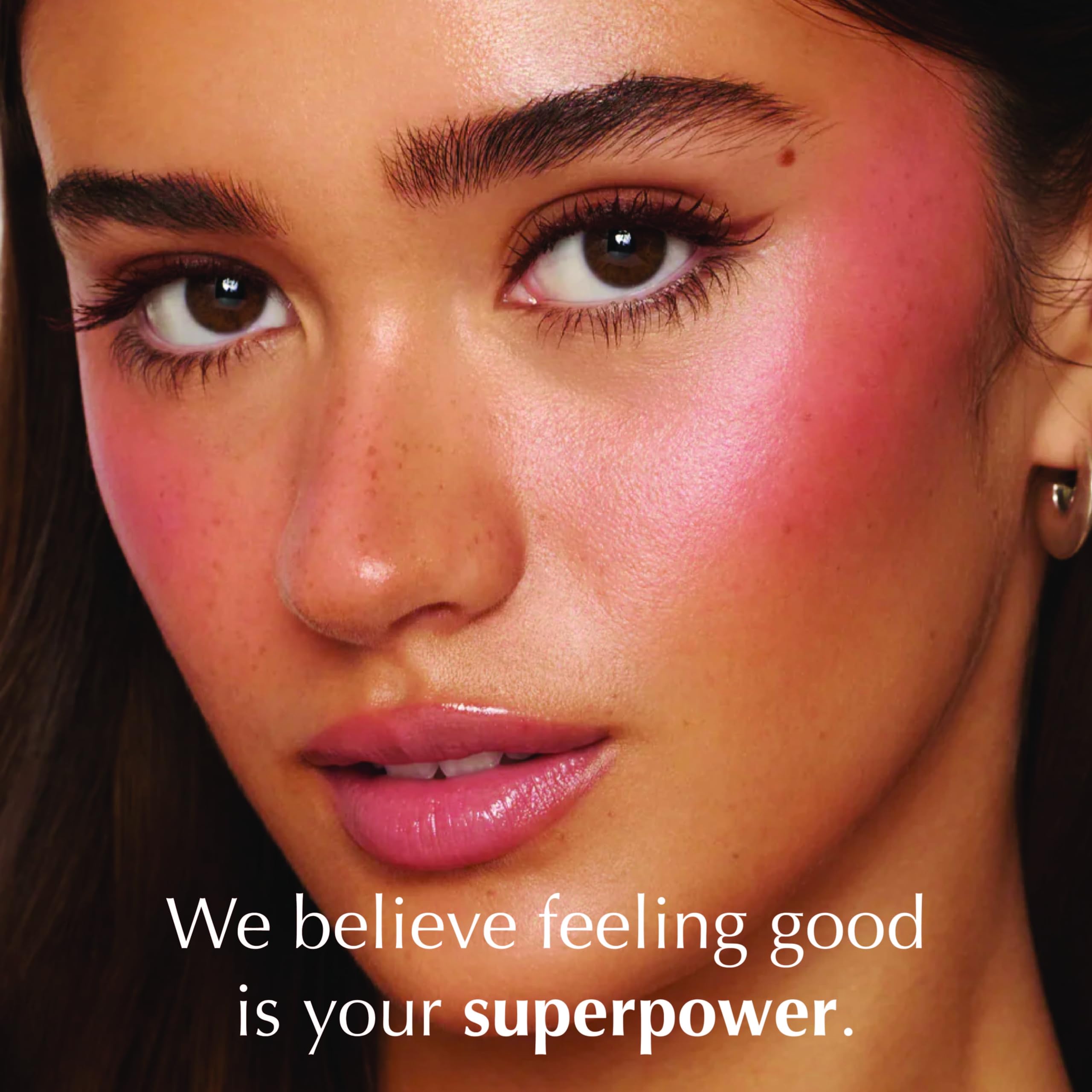 Swatch of Dreamstick Blush emphasizes compact packaging and portability.