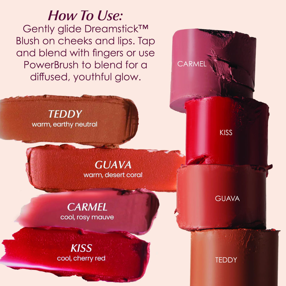 Vegan fragrance-free Dreamstick Blush ideal for sensitive skin.