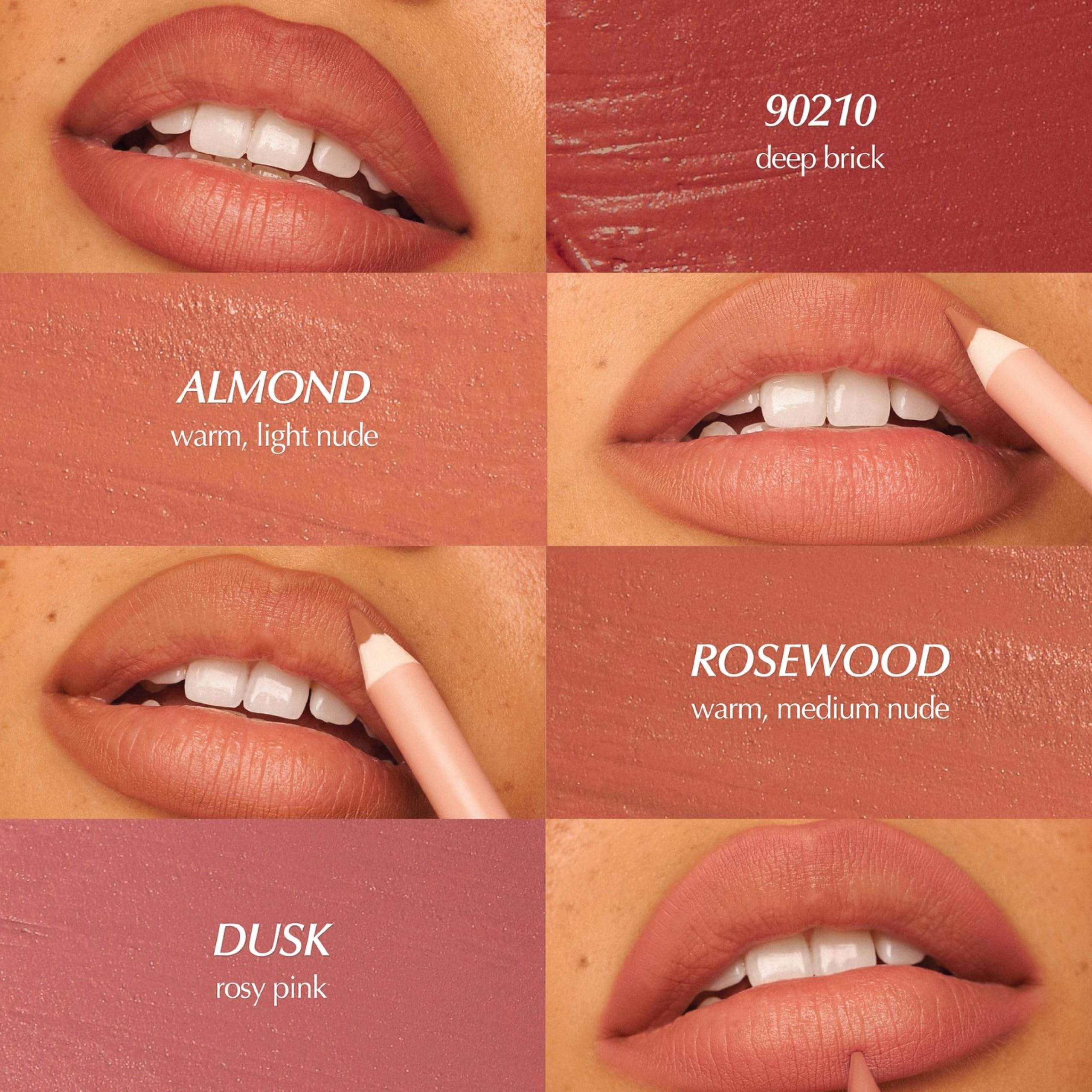 Fuller lip look demonstrated by PERSONA Lip Liner Pencil with subtle contour.