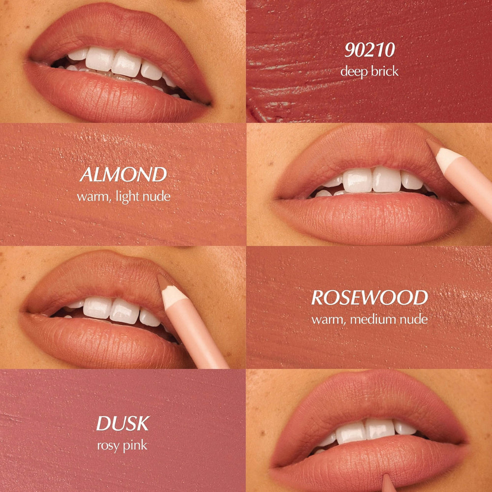 Fuller lip look demonstrated by PERSONA Lip Liner Pencil with subtle contour.