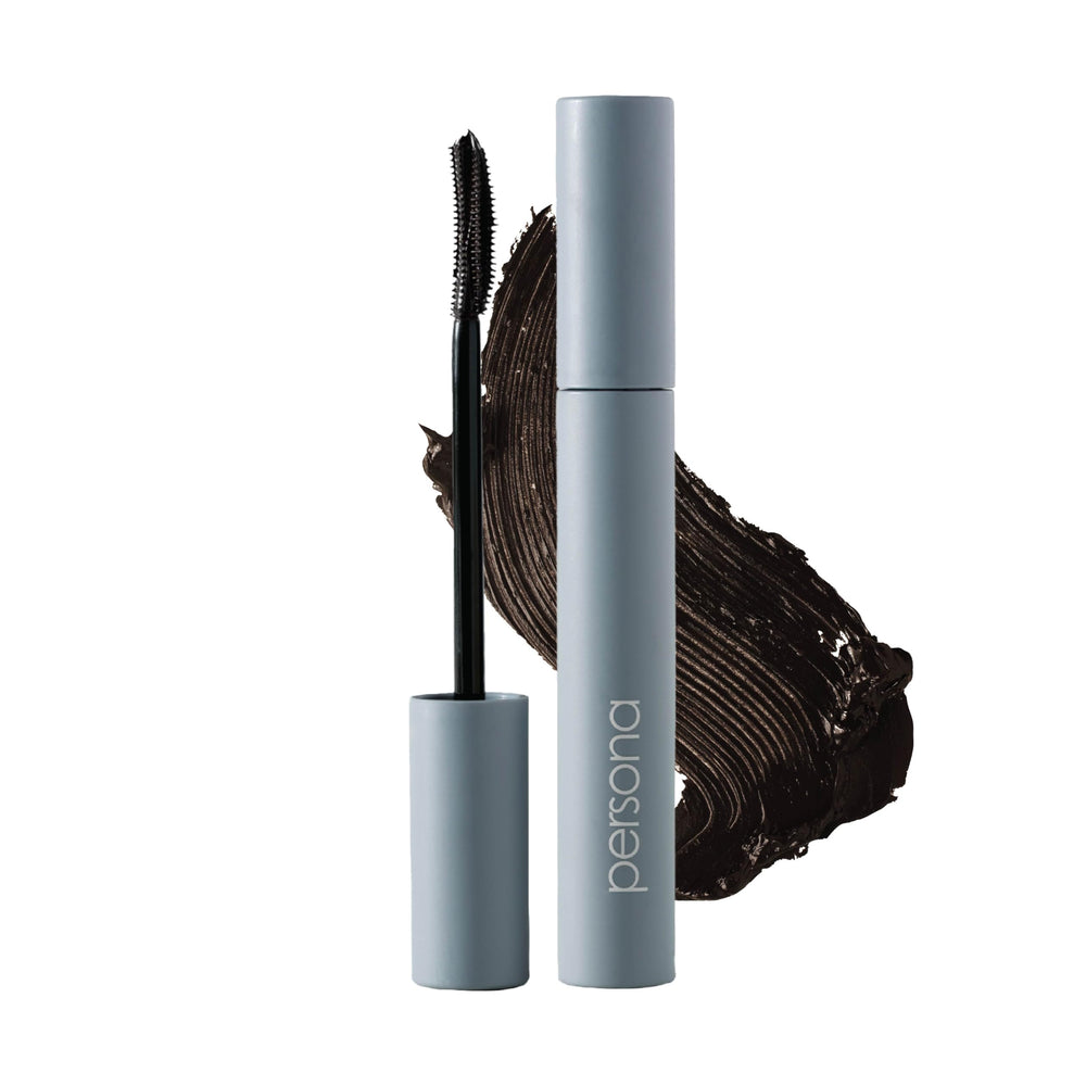 PERSONA Volumizing Tubing Mascara brush closeup showing precise, clump-free application.