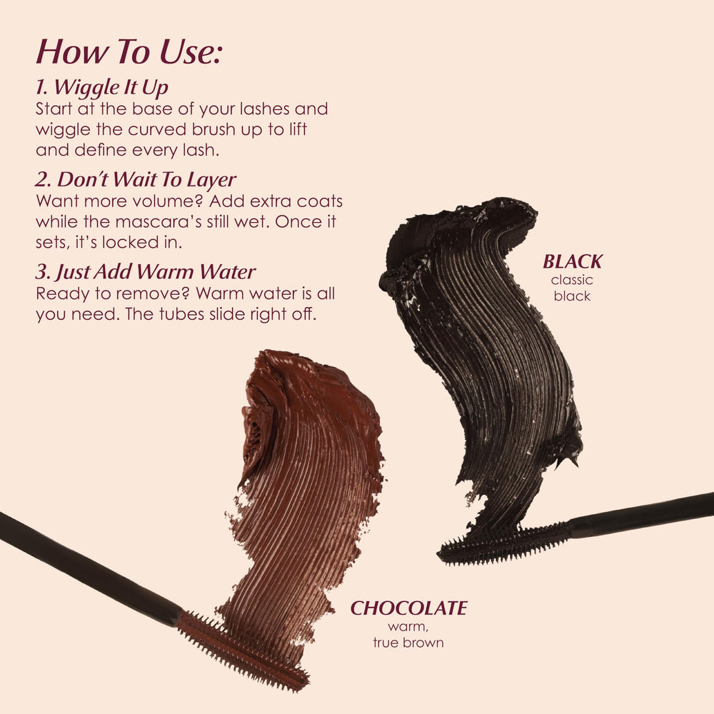 PERSONA Volumizing Tubing Mascara long-wear formula stays put through humidity.