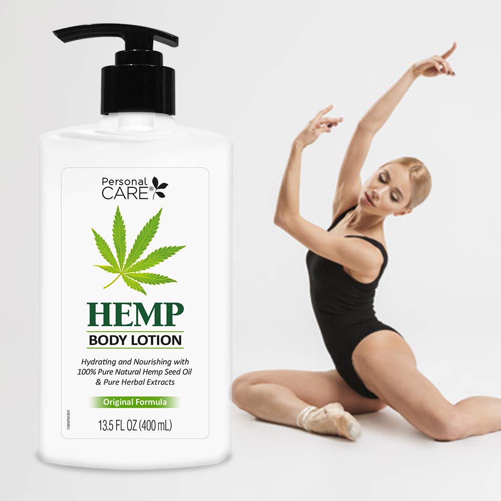 Personal Care Hemp Body Lotion application on skin demonstrates a soothing routine.