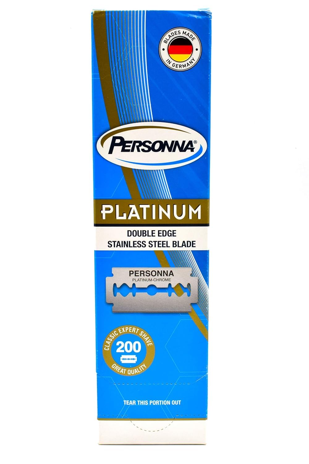 Personna Platinum blades in safety razor compatibility shot for universal fit