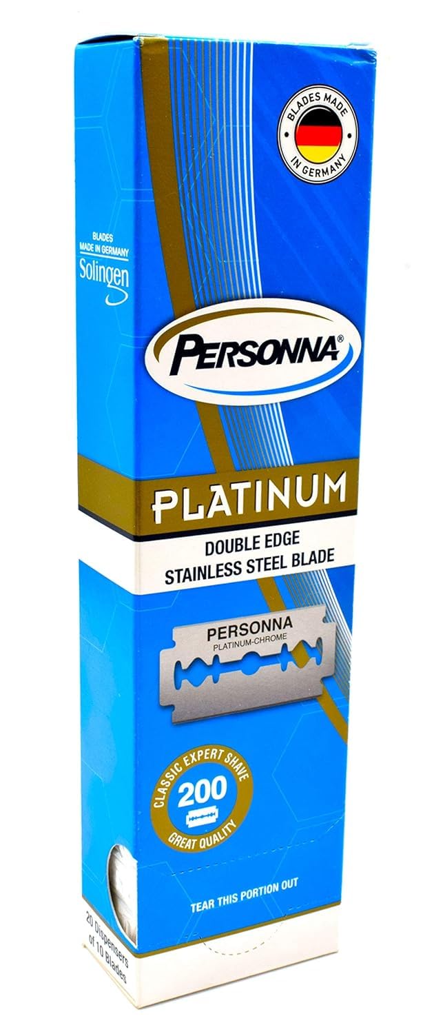Personna Platinum Double Edge blades in pack front for extended supply