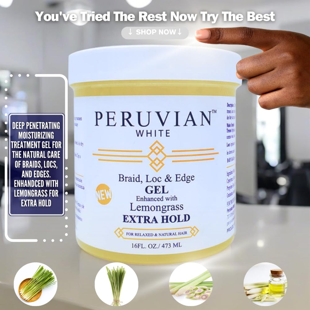 Peruvian White Extra Strong Hold keeps braids neat through busy days.