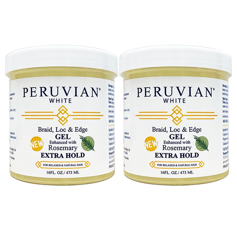 Peruvian White Braid-Loc-Edge Gel bottle with rosemary for strong, defined hairstyles