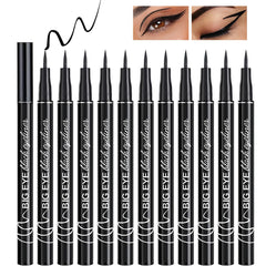 PERVALA 12-piece matte black liquid eyeliner set in flat lay for precise definition