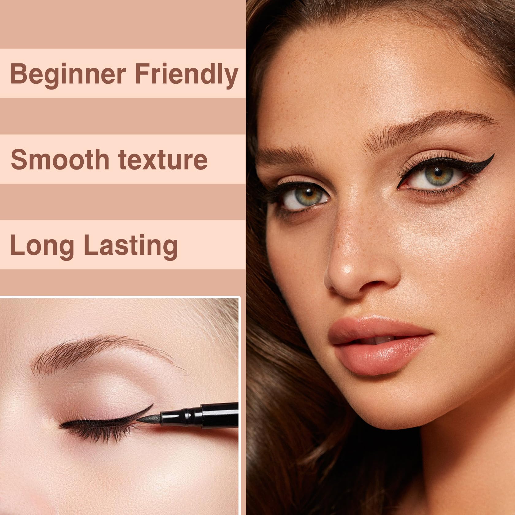 PERVALA eyeliner applied on eye demonstrates smudge-proof definition