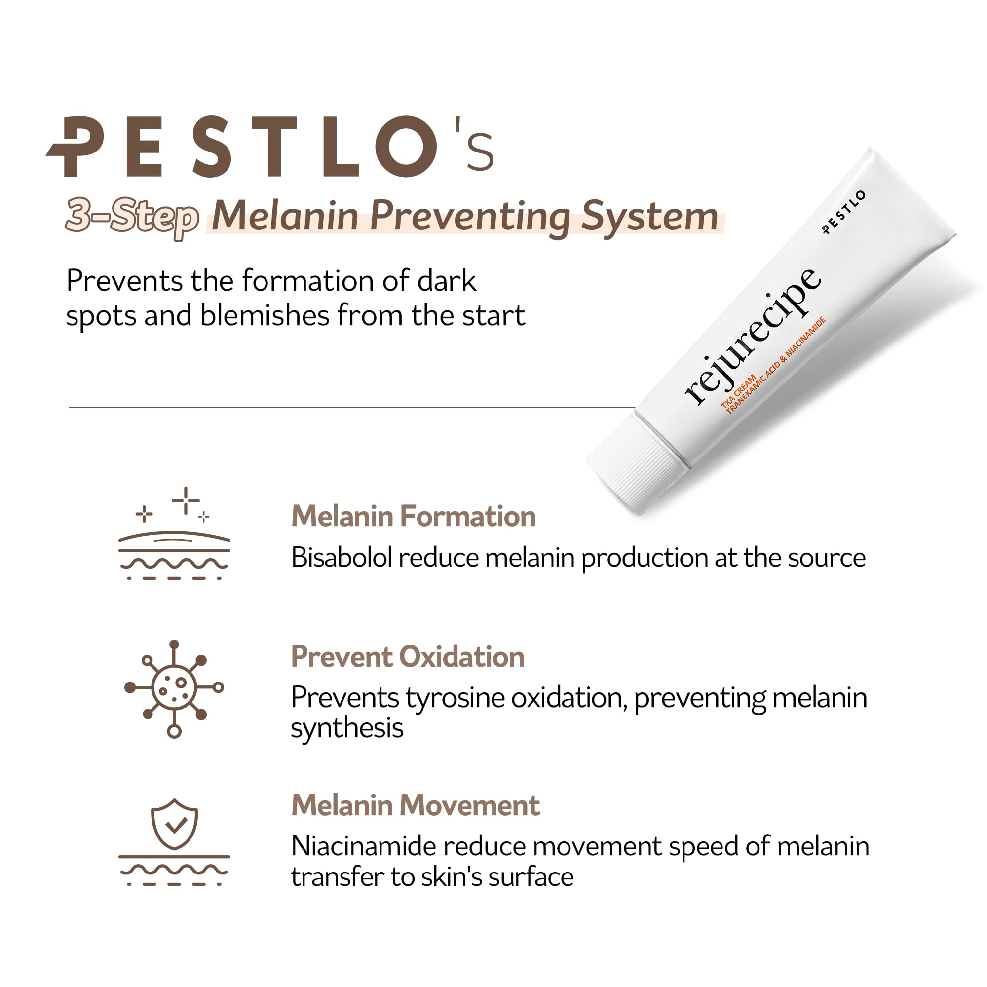 PESTLO Rejurecipe TXA Cream swatch on skin with subtle luminosity.