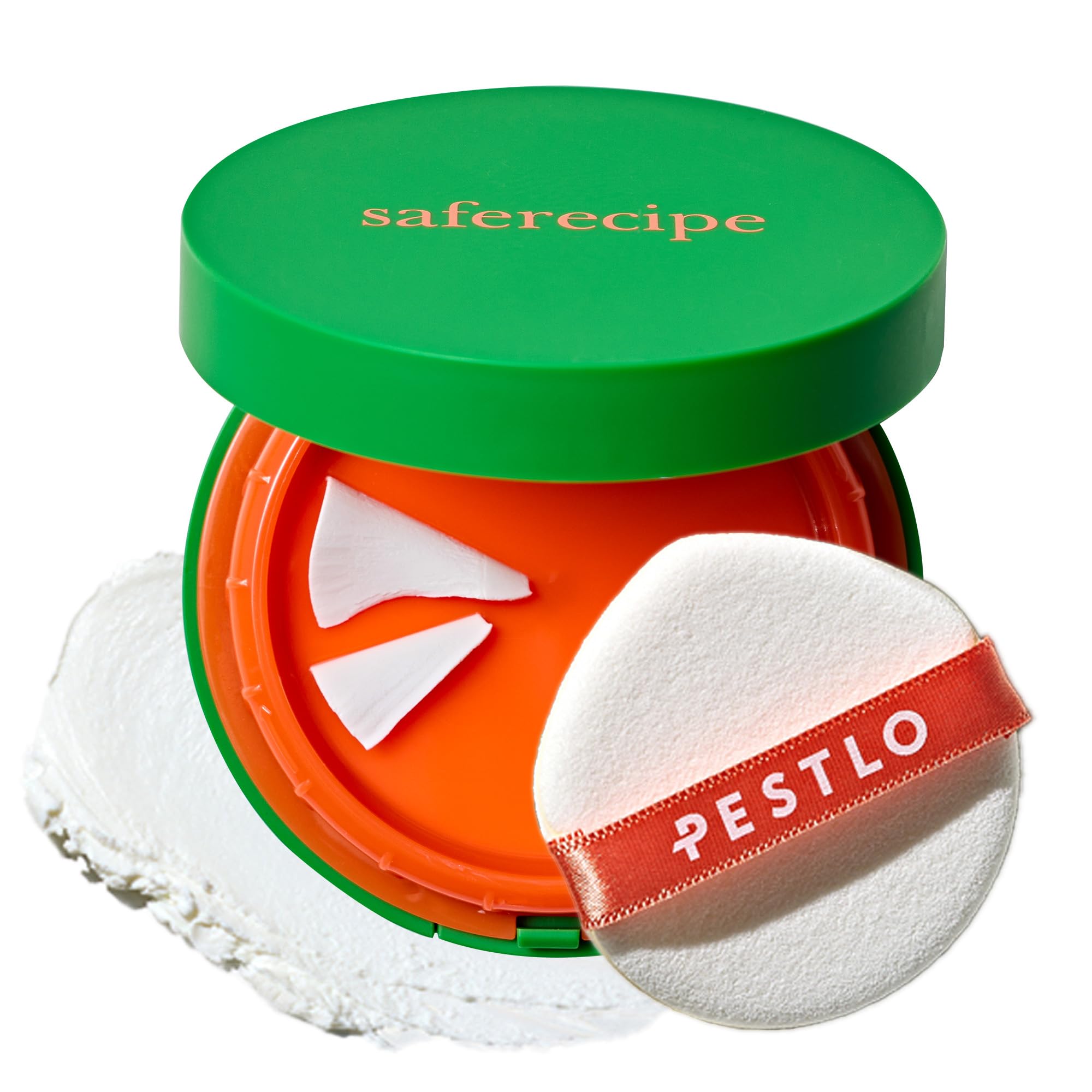 PESTLO Saferecipe sun pact grinding-dial-compact for precise on-the-go sunscreen application.