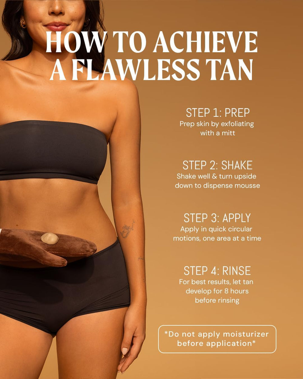 PETAJANE Dark Tanning Mousse foam application demonstrates smooth, even spreading