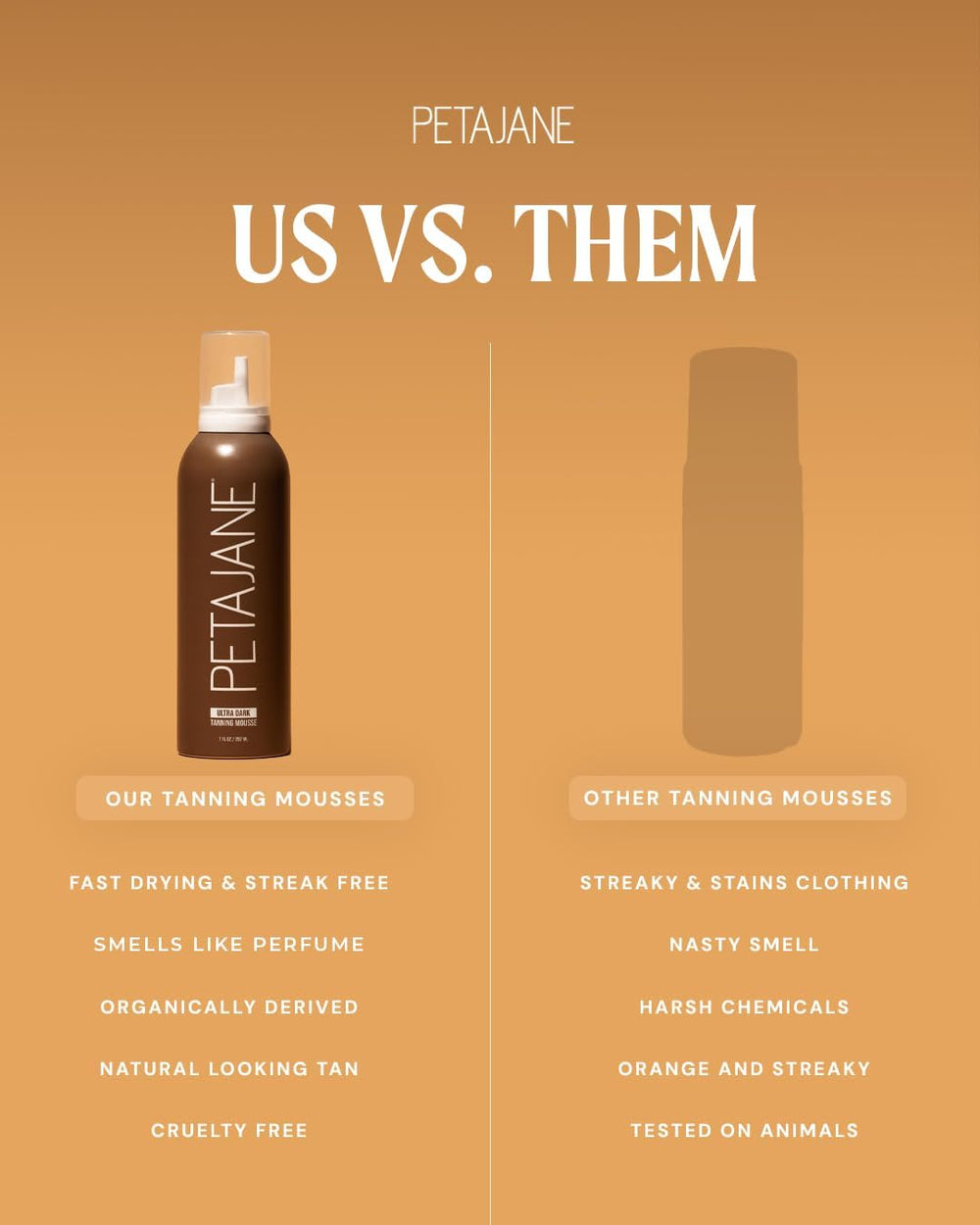 PETAJANE tanning color developing on skin with deep bronze tone.