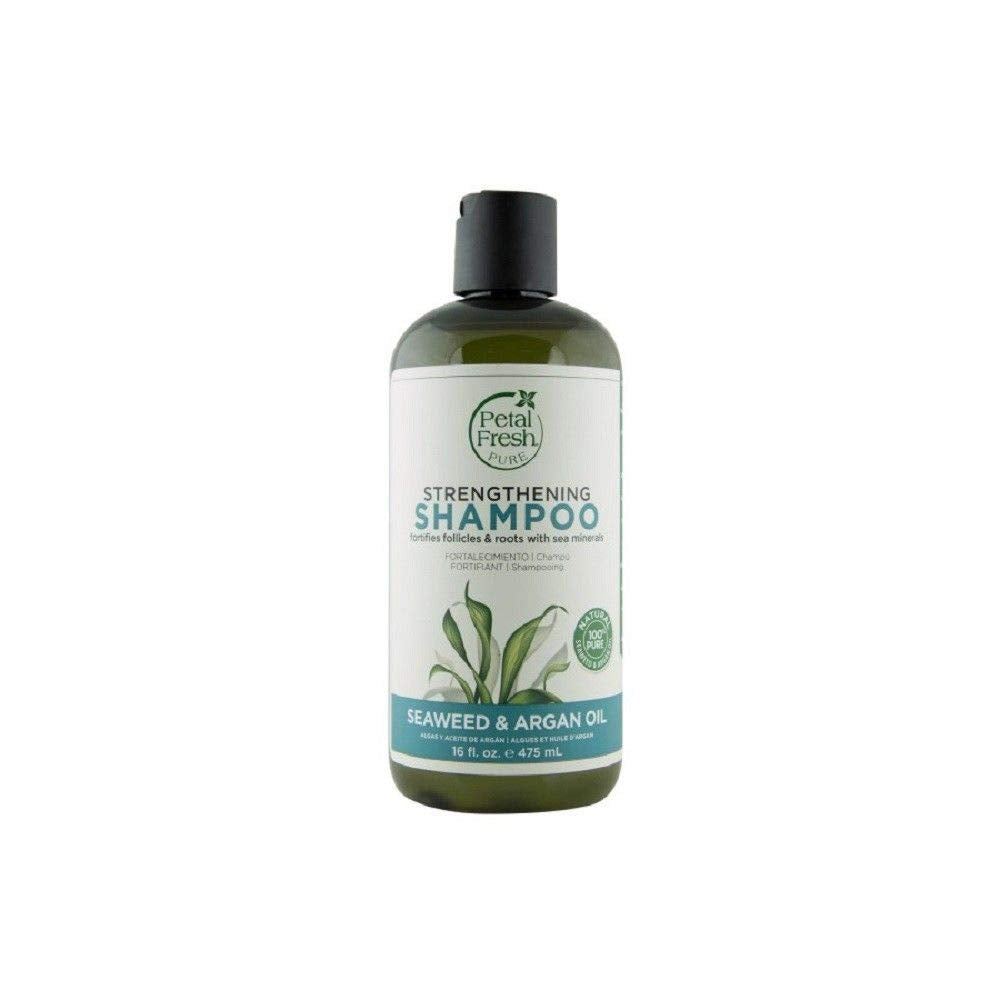 Petal Fresh Pure Strengthening Seaweed and Argan Shampoo foam close-up highlighting vegan, sulfate-free formula