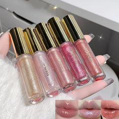 Petansy glitter lip gloss collection shows five shimmering shades for versatile gloss.
