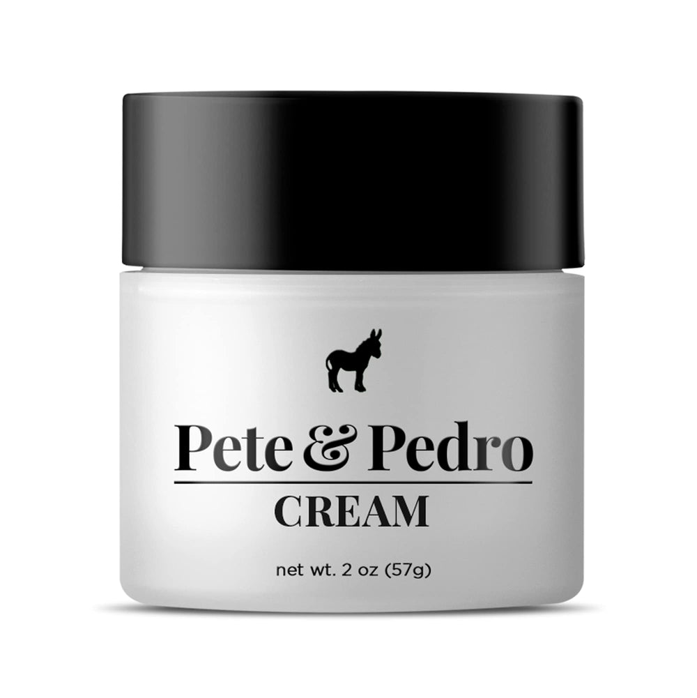 Pete & Pedro hair cream 2oz bottle delivers light hold for everyday grooming.