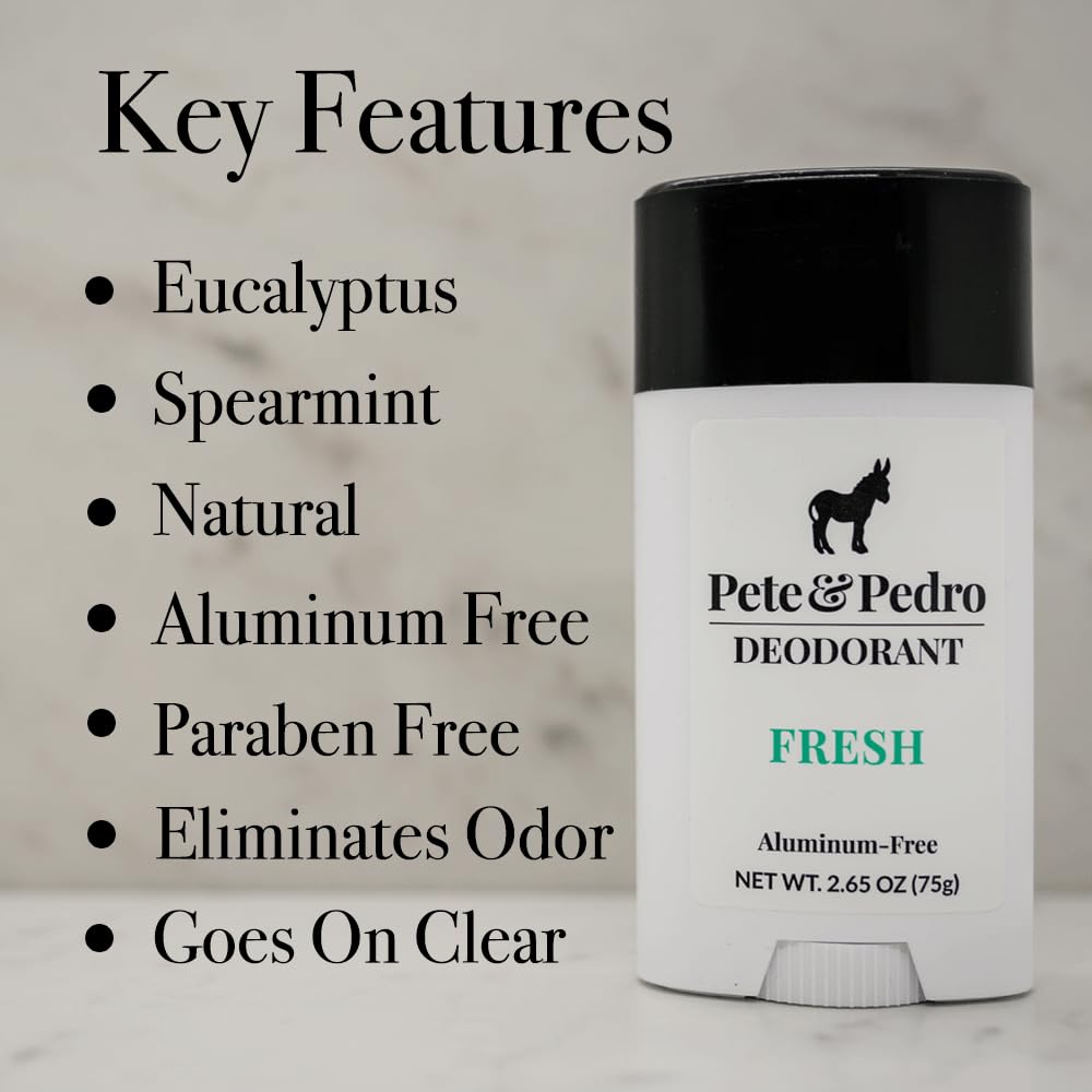 Pete & Pedro Fresh stick application provides quick, clean, residue-free underarm use.