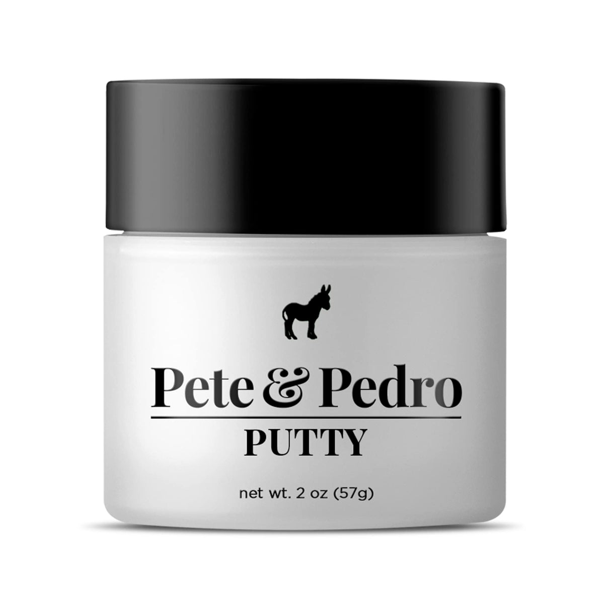 Pete & Pedro Hair Putty bottle close-up showing strong hold and matte finish