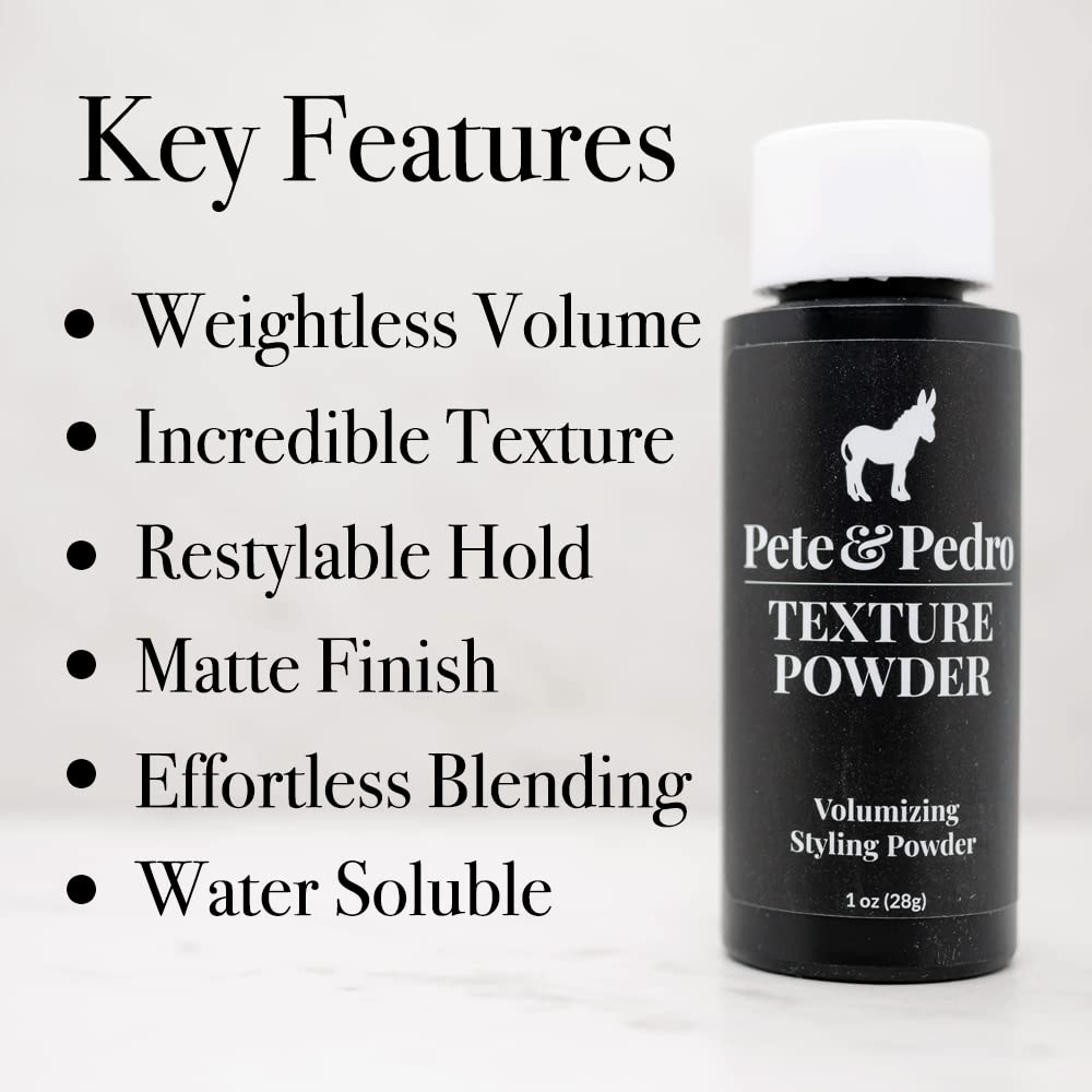 Pete & Pedro Texture Powder dispensed into hand for easy blending and texture