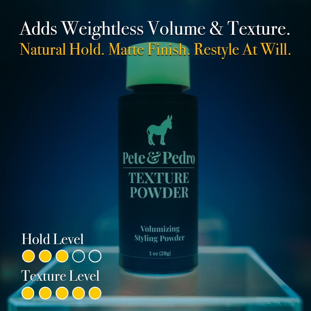 Pete & Pedro Texture Powder applied at roots to lift volume and texture