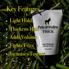 Pete & Pedro Thick Hair Cream label highlights paraben-free formula