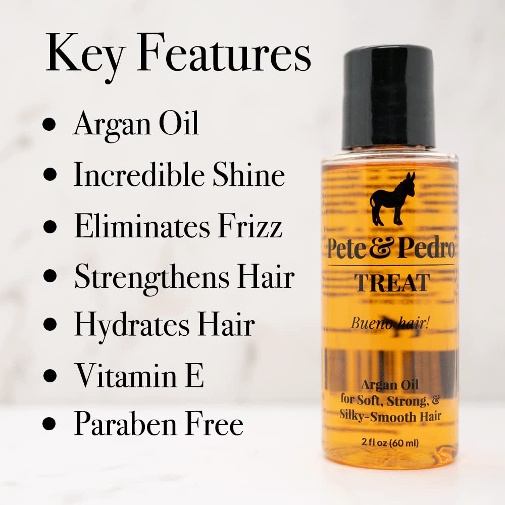 Pete & Pedro Treat bottle showing silky, smooth hair texture after use