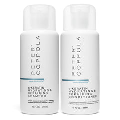 Peter Coppola a-Keratin Hydrating Shampoo bottle promotes soft, manageable hair