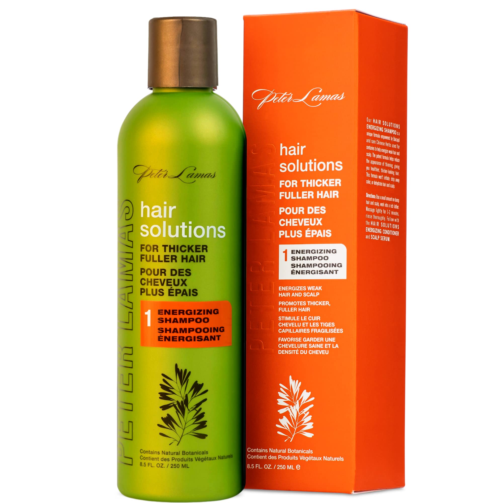 Peter Lamas Biotin Shampoo bottle with peppermint oil for daily hair care.