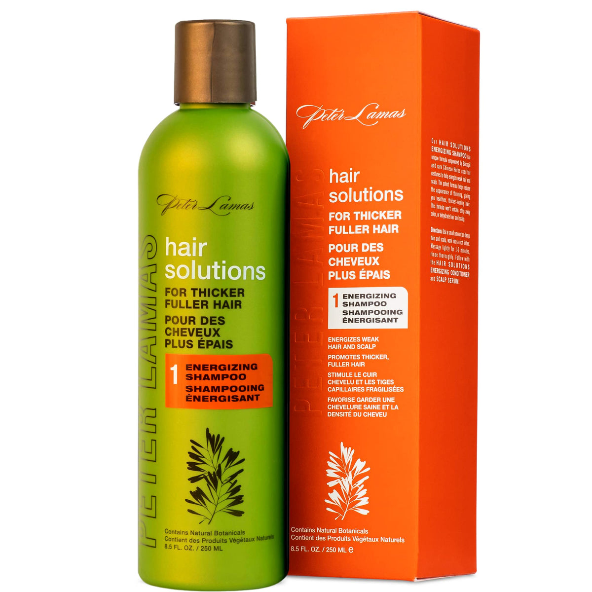 Peter Lamas Biotin Shampoo bottle with peppermint oil for daily hair care.