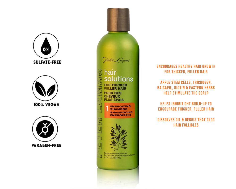 Peter Lamas Biotin Shampoo foaming lather shown during wash.