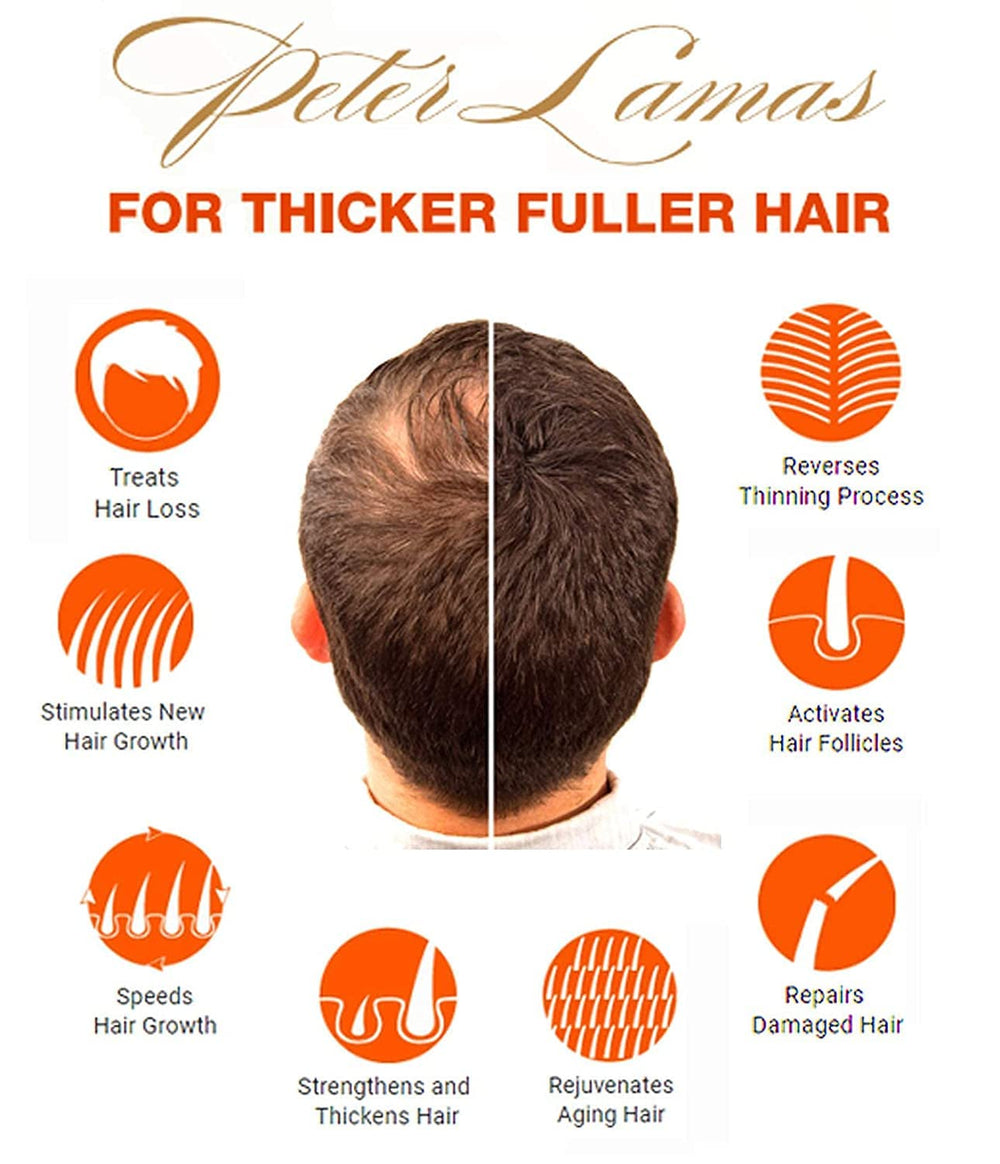 Peter Lamas DHT Blocker Shampoo label close-up highlights ingredients.