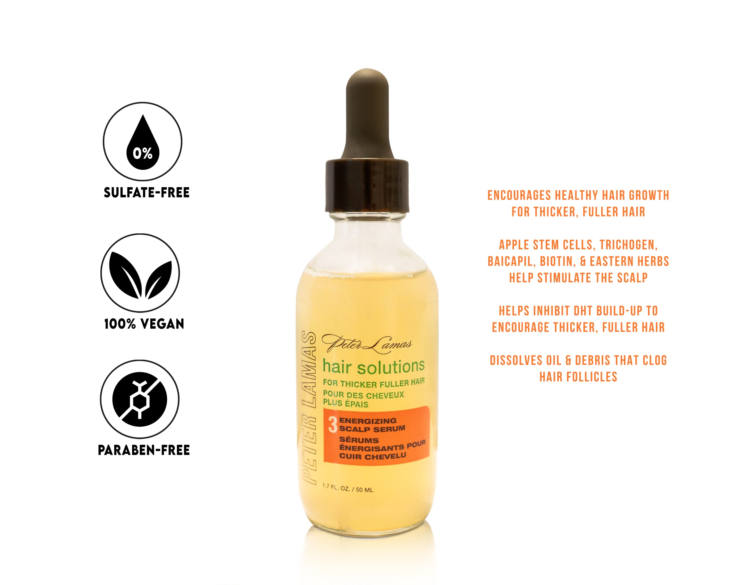 Peter Lamas Hair Solutions energizing scalp serum pump application for even distribution.