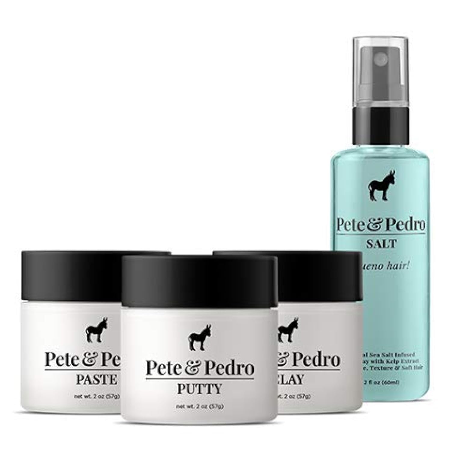 Pete & Pedro CORE FOUR kit closeup with all four styling products